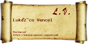 Lukács Vencel névjegykártya